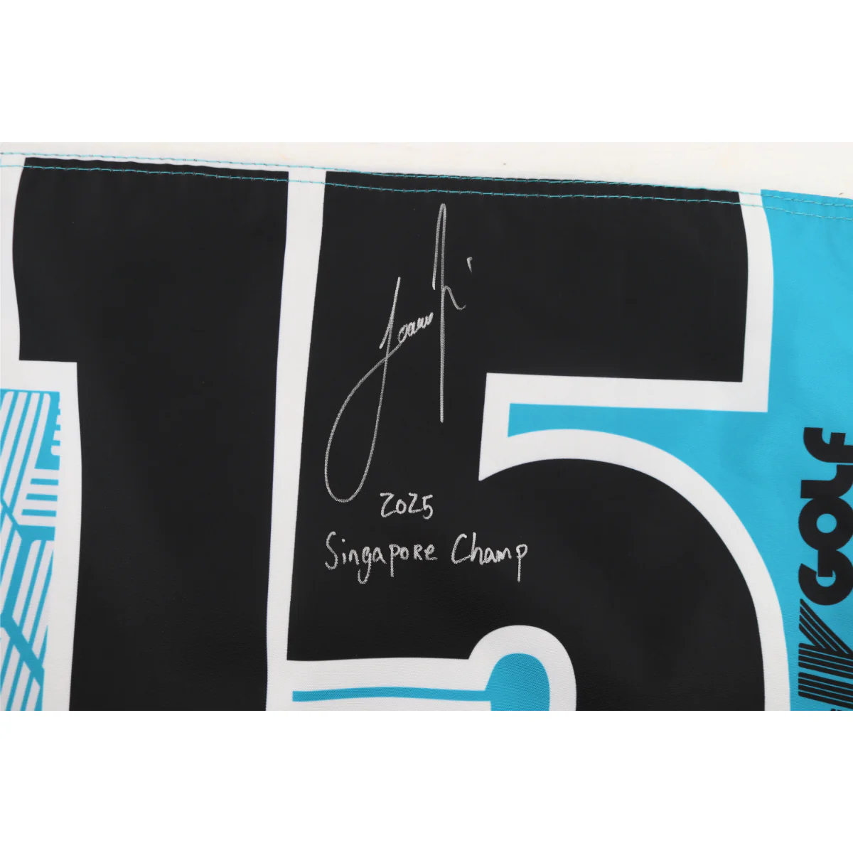 Joaquin Niemann LIV Golf Singapore 2025 Autographed Inscribed Hole #15 Pin Flag - Image 2